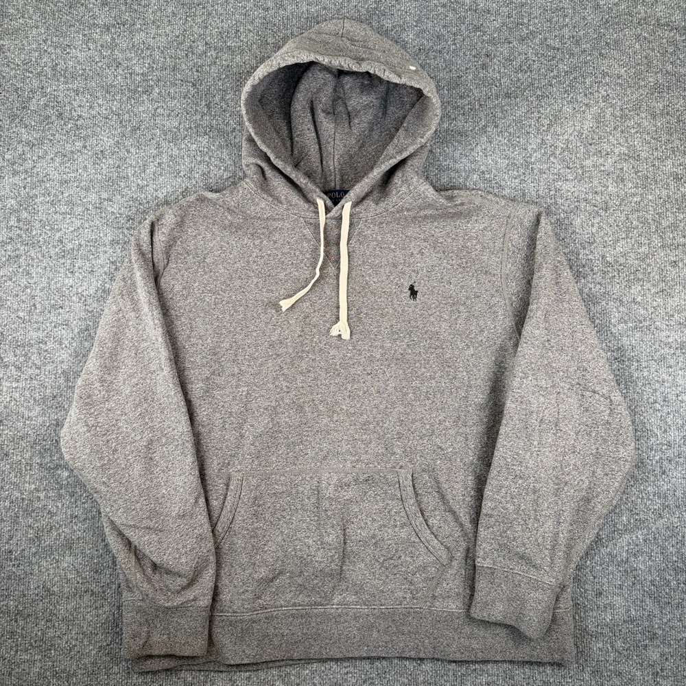 Polo Ralph Lauren Hoodie Mens 2XL Gray Pullover Sweatshirt Fleece Pony